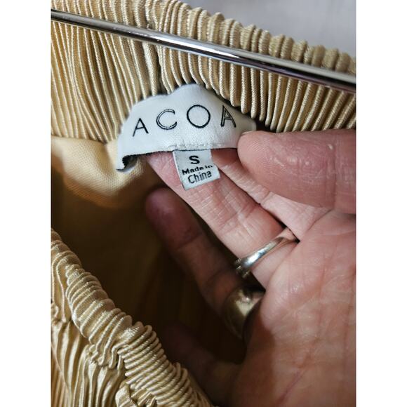 ACOA Gold Wide-Leg Flowy Pants – Size Small - Picture 8 of 9